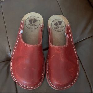 Duckfeet Blavand Brown Leather Mules Slip on Clogs EU 37 /US 7